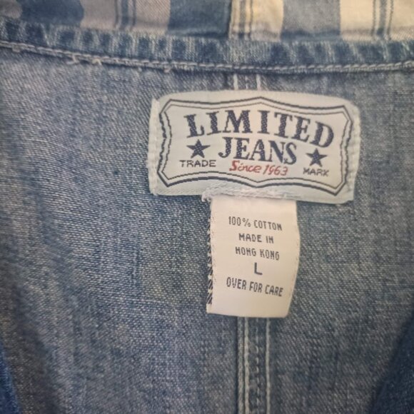 Vintage Limited Jeans Denim Hooded Jacket L Made Hong Kong Patchwork Y2K 90's - Picture 2 of 9